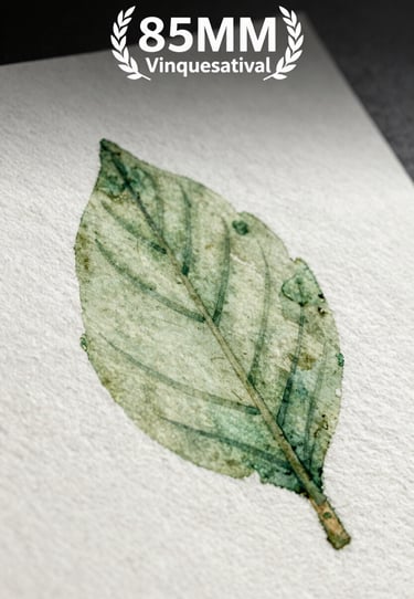 A macro shot of heavy-weight cotton paper showing the subtle grain and the way sage green watercolor paint has settled into the fibers of a leaf illustration.