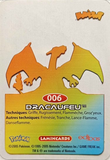 006 dracaufeu lamincards génération 1 back