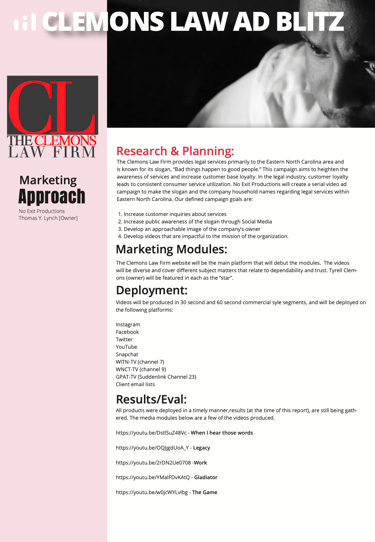 Clemons Law Firm, Market Approach,  