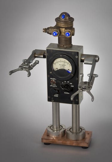 Found object robot named Millibob by Santa Barbara artist Tal Avitzur.