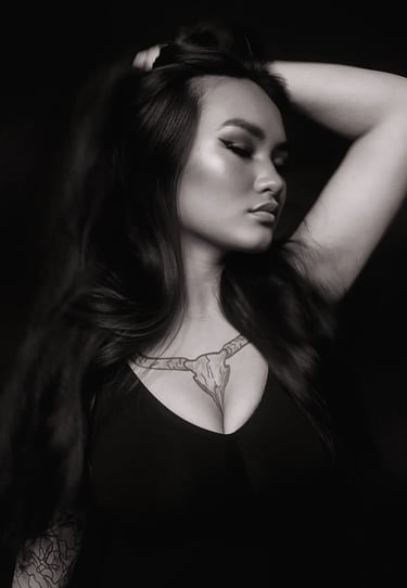 Black and white portrait photo