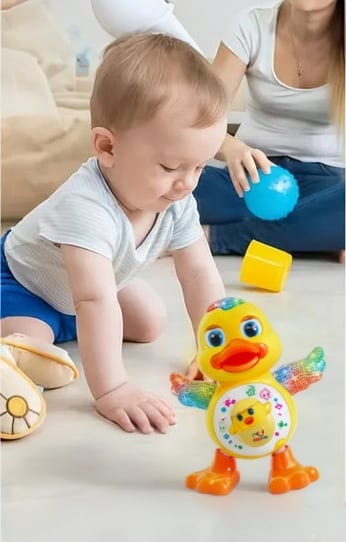 Patinho Dançarino Musical Som Luz Amarelo