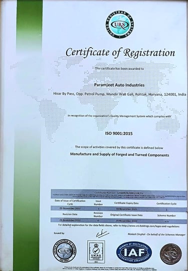 ISO 9001:2015 Certificate