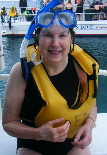 Jane prepares to snorkel