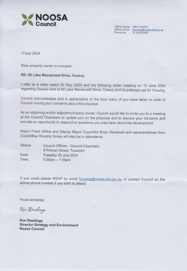 Our first invitation to meet with Council