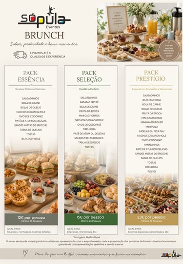 Menus de brunch para eventos, aniversários, batizados e comunhões | Só Pula Eventos