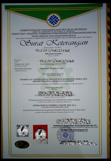 contoh sertifikat kemnaker