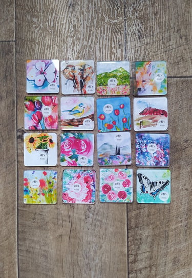Magnets artistiques aquarelle art cadeau déco