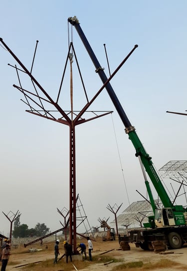 Tree Column Tubular Steel Structure Onsite Fabrication in Samalkha, Panipat Haryana