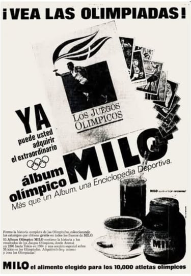 Nestle Milo sports card album advertisement 1964 Mexico