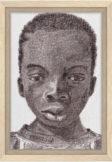 portrait enfant au crayon graphite imprimé toile encadrée bois FSC
