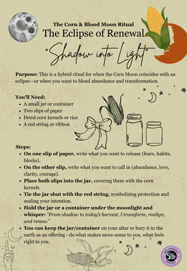 Corn Moon Ritual and Blood Moon Ritual Soul Sisters Tarot