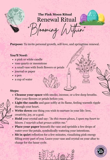 Pink Moon Renewal Ritual Page Soul Sisters Tarot