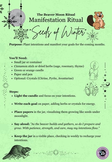 Beaver Moon Rituals Manifestation Ritual Soul Sisters Tarot