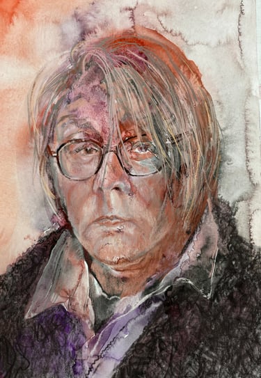 Self portrait - digital drawing over watercolour