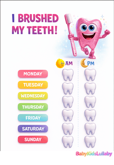 babykidslullaby learn with us Kids’ daily routine printable poster