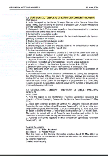 The community land sale before consulting neighbours and planning scheme amendments in place