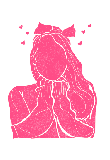 Ilustración de una adolescente enamorada