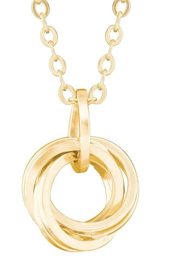 Classy 14K Yellow Gold-Filled Simple Love Knot Circle Pendant Necklace with 20 Inch Chain