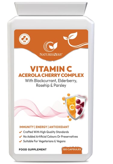 Vitamin C Complex for Immune & Energy Support – Natural Acerola Cherry with Elderberry, Rosehip & Bl
