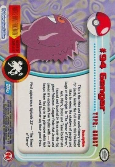 94 Gengar Topps Pokémon series 2 US back