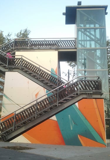 Graffiti mural con diseño 3d para instalación del ayuntamiento de Cerdanyola arte urbano spray