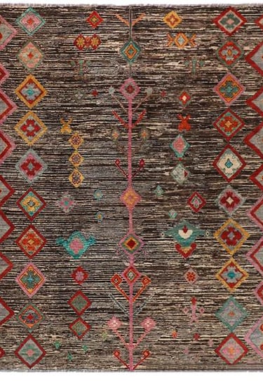 NOMADIC AFGHAN - 290cm x 245cm (9'6 x 8') - HANDMADE AFGHAN RUGS - HANDMADE RUG COMPANY