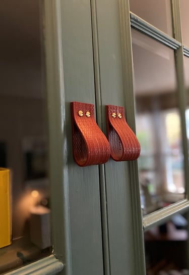 Close up of handles made from recycled fire hoses