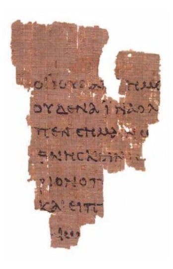 By Papyrologist Bernard Grenfell (1920), Papyrus P52 as preserved at the John Rylands 