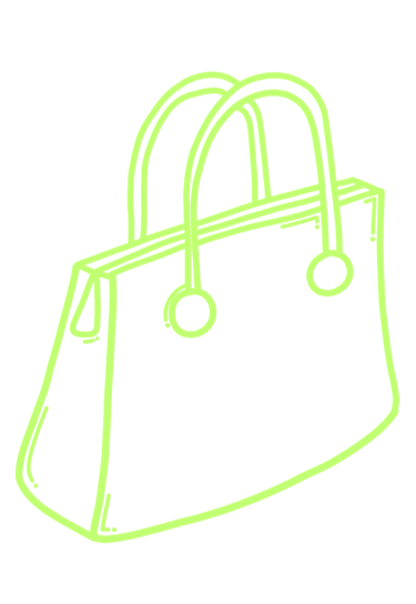 a handbag with a handbag in neon green
