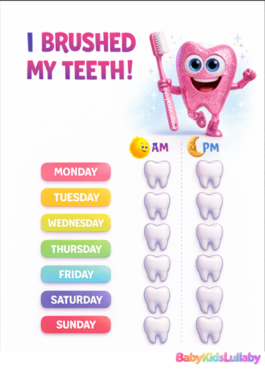 babykidslullaby learn with us Kids’ daily routine printable poster