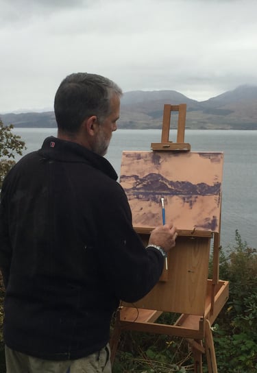 painting outdoors on the Isle of Skye