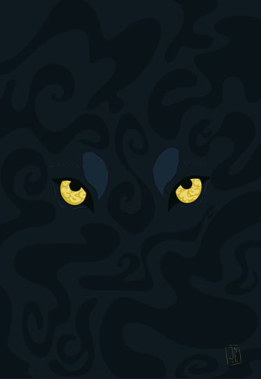 Des yeux de loup sur un fond surréaliste sombre et mystérieux