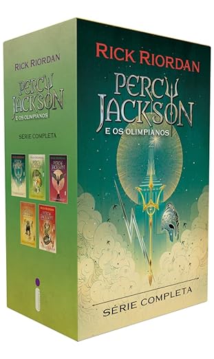Box completo com os livros da saga de fantasia juvenil Percy Jackson e os Olimpianos do Rick Riordan