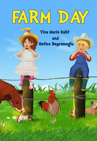 girl and boy in a happy farm