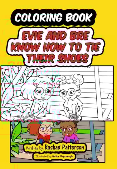 girlfriends learn how to tie their shoes coloring book