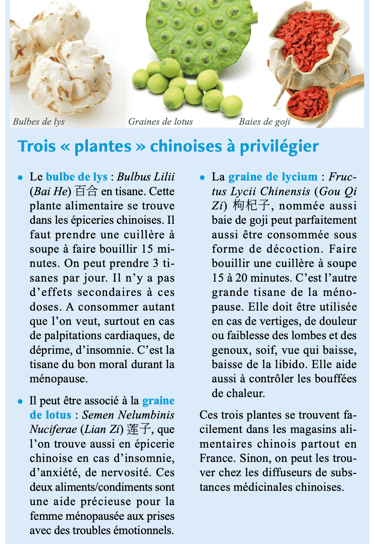 conseils diététiques chinoise pour la ménopause