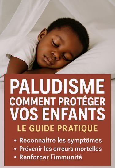 "Couverture de l'ebook Paludisme Express avec un enfant africain dormant sous moustiquaire, guide pr