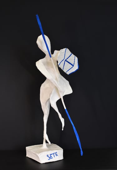 Jouteur sculpture paper Sète France