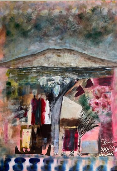 rangitoto-  acrylic on canvas, — Nikki Kelly