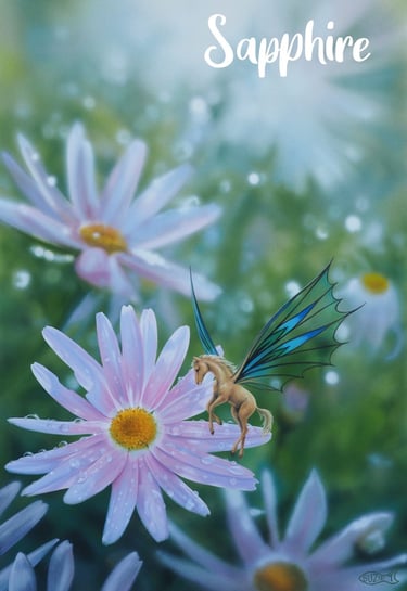 Faerie horse flying over daisies