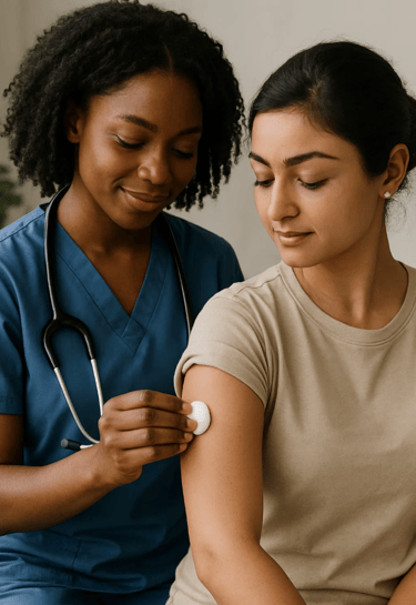 Une femme se fait soigner pour la journée internationale d'action pour la santé des femmes