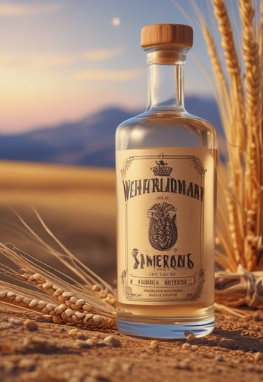 A vibrant bottle of flavored vodka with bright citrus fruits around it, highlighting its zesty taste.