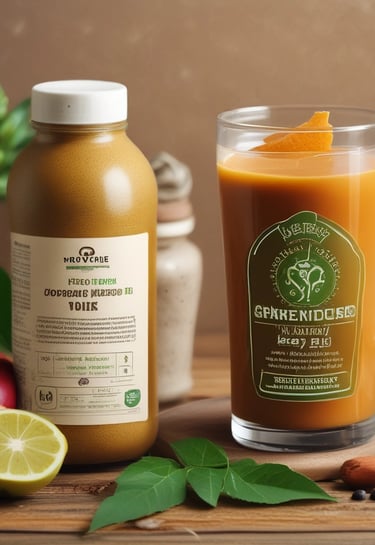 A collection of health supplement products is arranged against a pink backdrop. The items include bottles and containers labeled Diabet Gran Plus, Feno Gran Plus, Magne-Gran, and Gran Psyllium. A sprig of pink flowers in a glass vase adds a touch of nature to the composition.