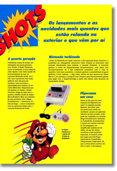 Revista Ação Games edição 17-A de Dezembro de 1990 faz artigo sobre lançamento do Super Famicom