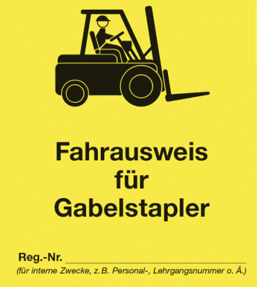 Fahrausweis für Gabelstapler Staplerschein