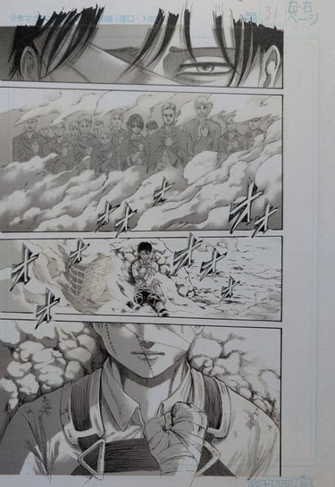 reproduction planche manga, genga, facsimilés l'attaque des titans, Hajime Isayama
