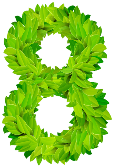 Zahl 8 aus Blättern geformt