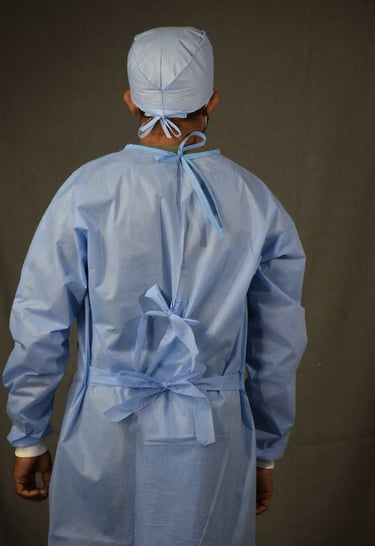 SMS surgical gown with secured tag