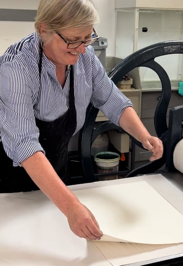 Karen working in the print room at Dumfries House